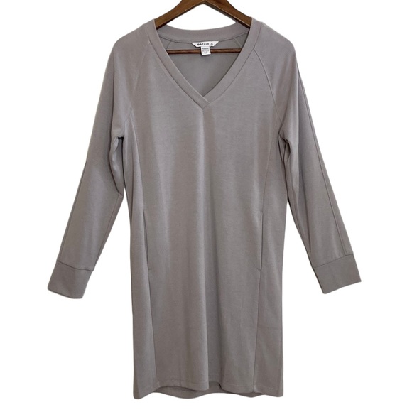 Athleta Dress Womens Small Light Purple Gray Seasoft Long Sleeve Short V Neck - Picture 1 of 12